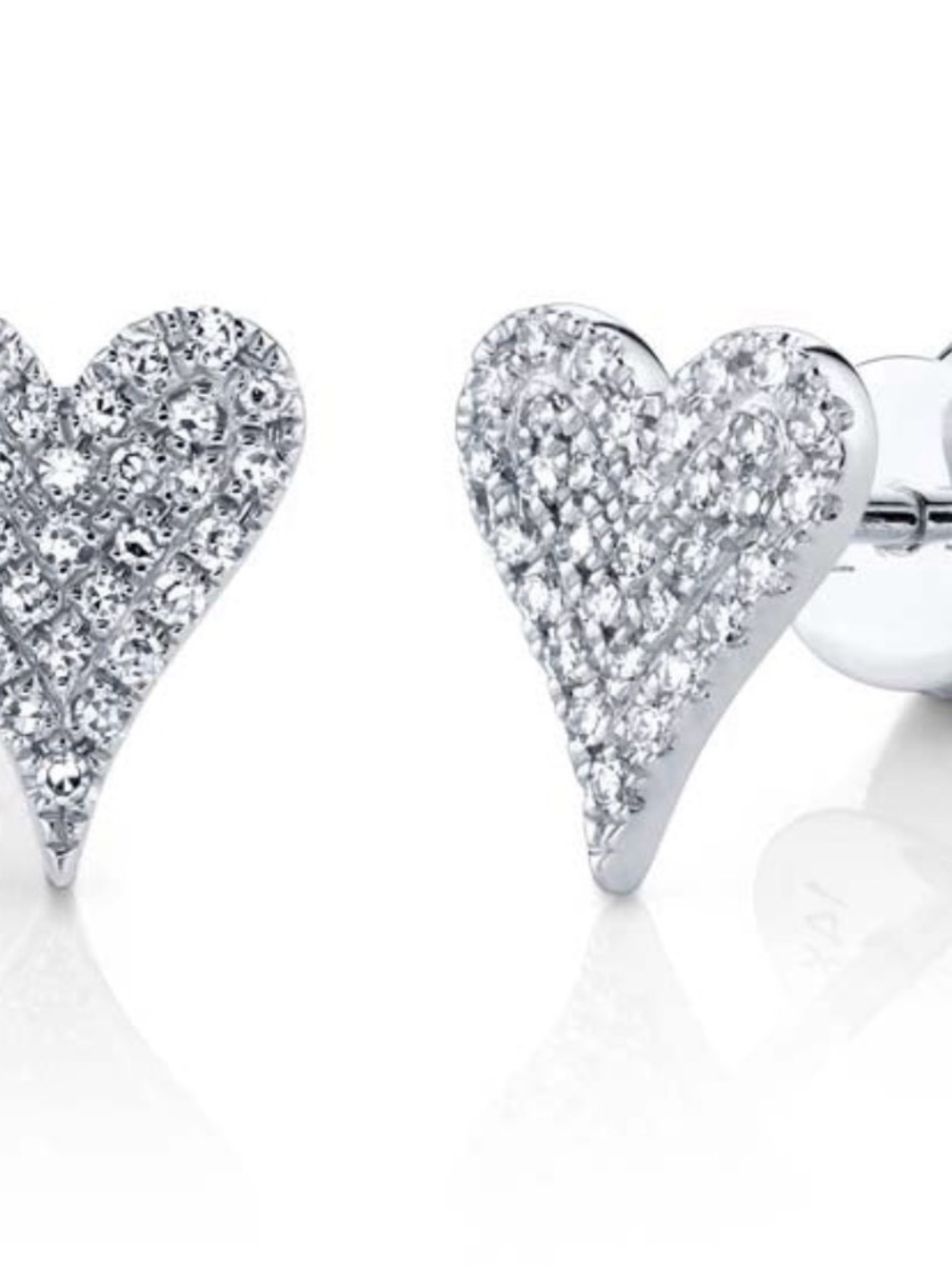 Shy Creation Diamond Pavé Heart Stud Earrings in 14K White Gold